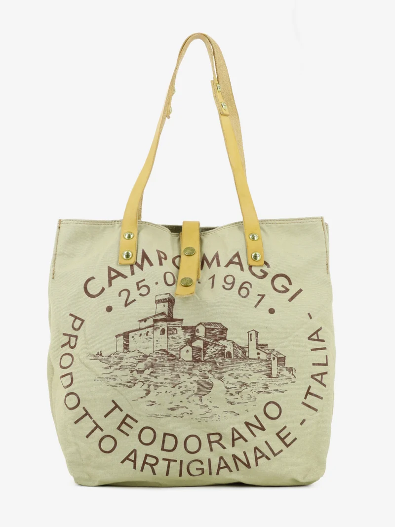 Borsa shopper Genziana stampa Teodorano verde