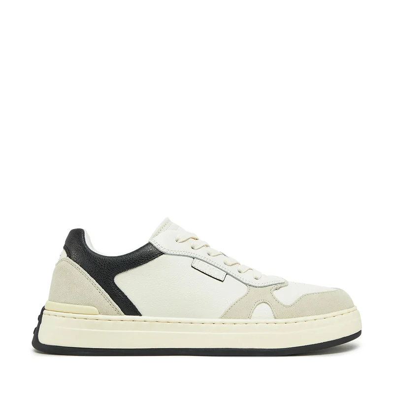 Sneakers Uomo LIU JO Boy 02 in Pelle Bottalata Bianca con Dettaglio Nero