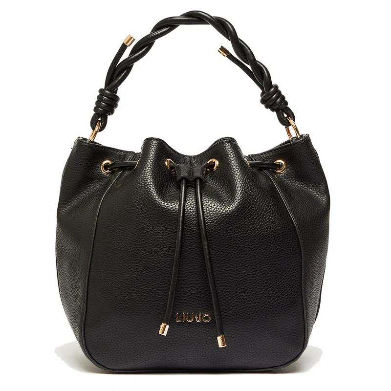 Borsa Donna a Secchiello con Manico Intrecciato LIU JO effetto Bottalato Nero