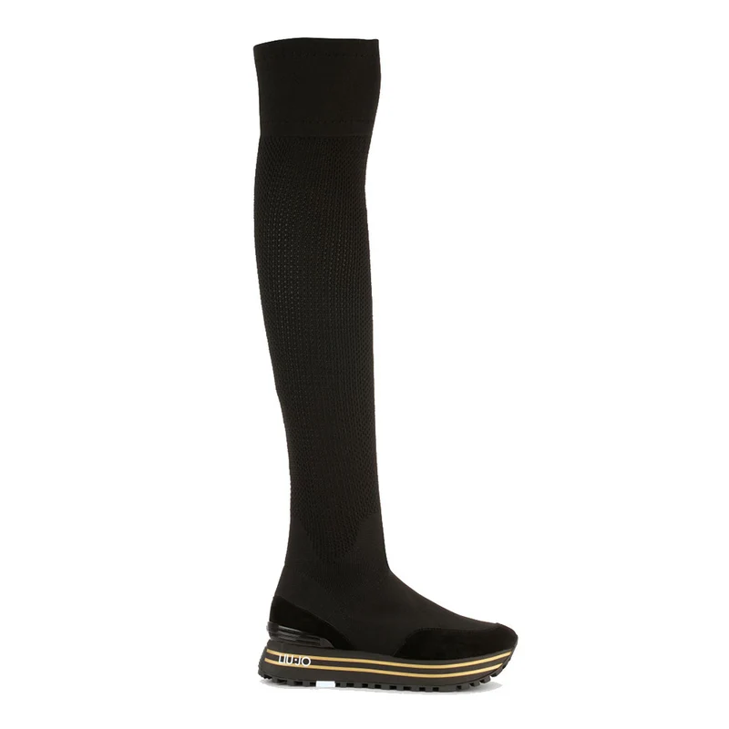 Scarpe Donna LIU JO Stivali Alti Maxi Wonder 45 in Tessuto Elastico Nero