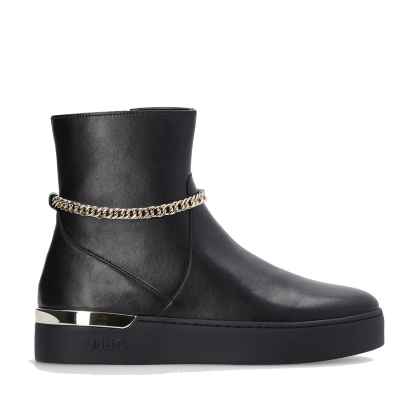 Scarpe Donna LIU JO Stivaletti Silvia 76 Nero con Catena Gioiello