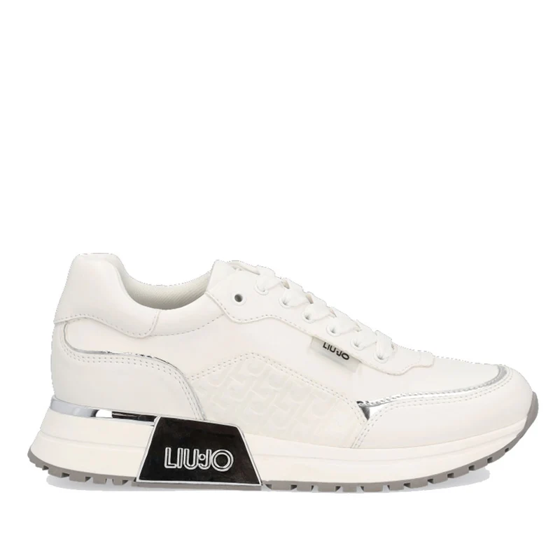 Scarpe Donna LIU JO linea Kiss 04 Sneakers con Inserti in Raso e Logo LJ Embossed colore Bianco
