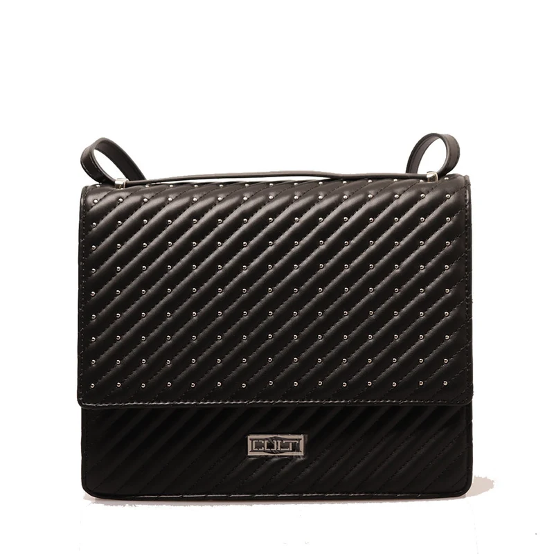 Borsa a Spalla e Tracolla Large CULT linea Bessie Nera con Borchie