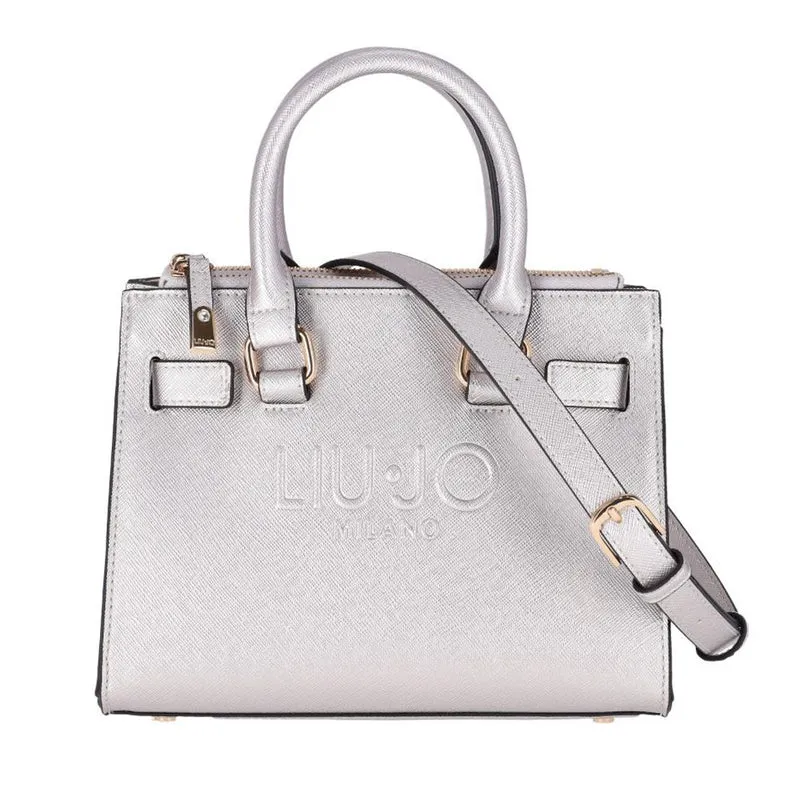 Borsa Donna a Mano LIU JO con Logo in Rilievo Silver