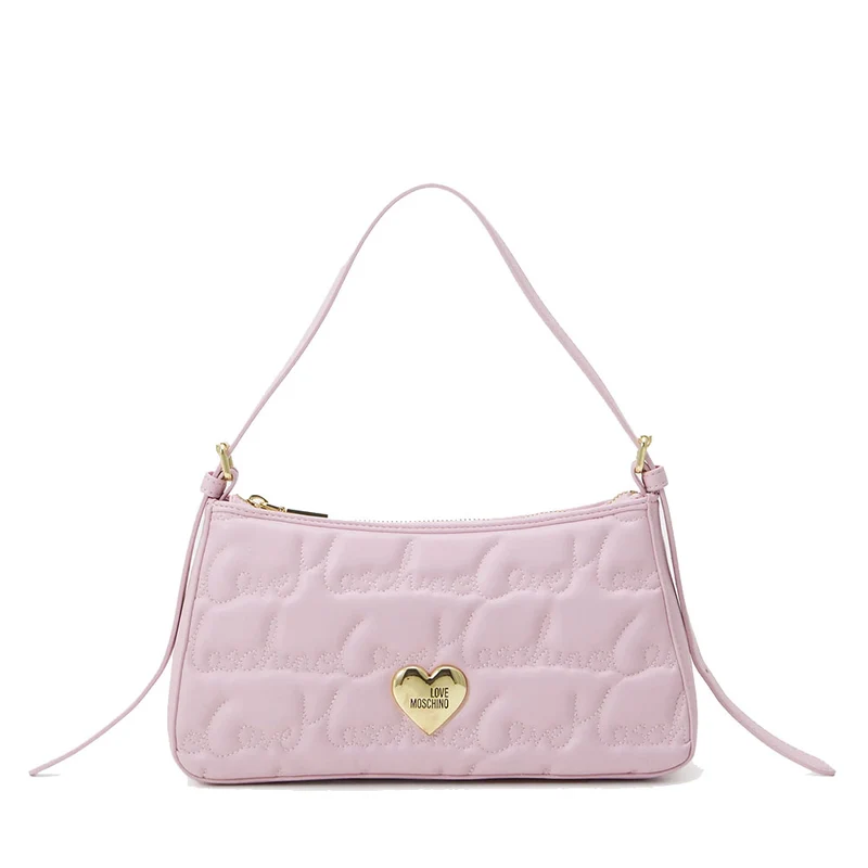Hobo Bag LOVE MOSCHINO Rosa con Logo Ricamato All Over