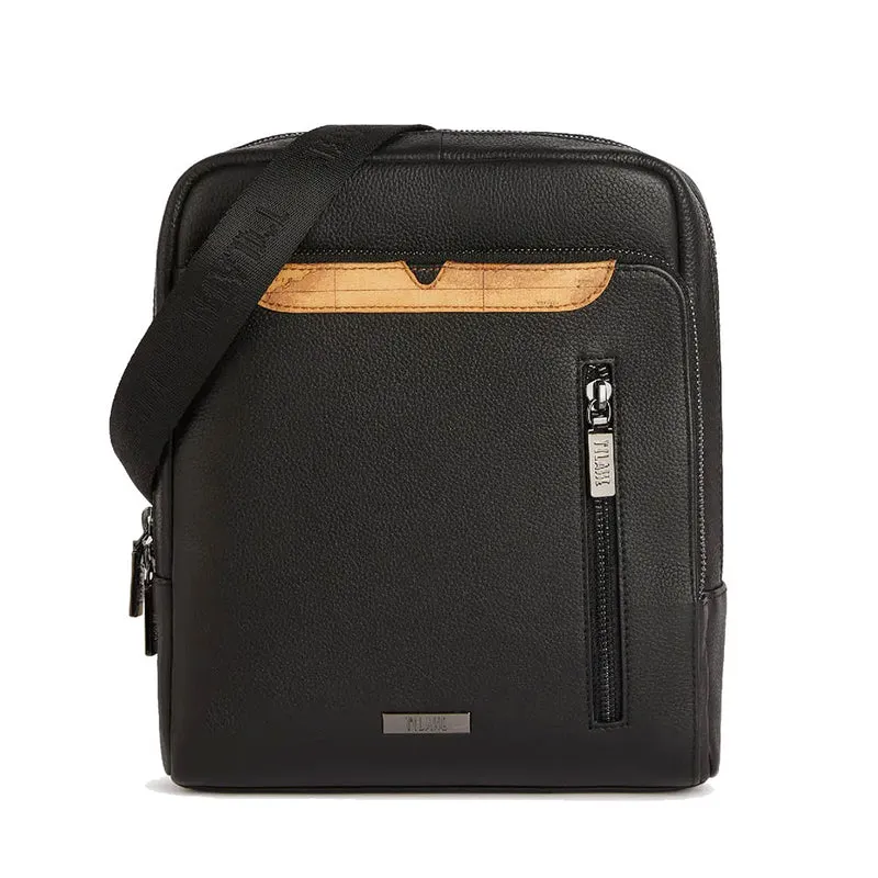 Borsello Uomo Grande 1A Classe Alviero Martini linea Trip Leather in Pelle Nera LA86
