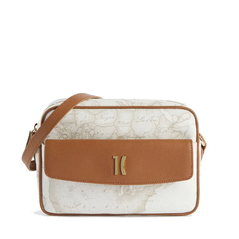 Borsa a Tracolla 1A Classe Alviero Martini linea Heritage Geo colore Geo White e Cuoio LC17