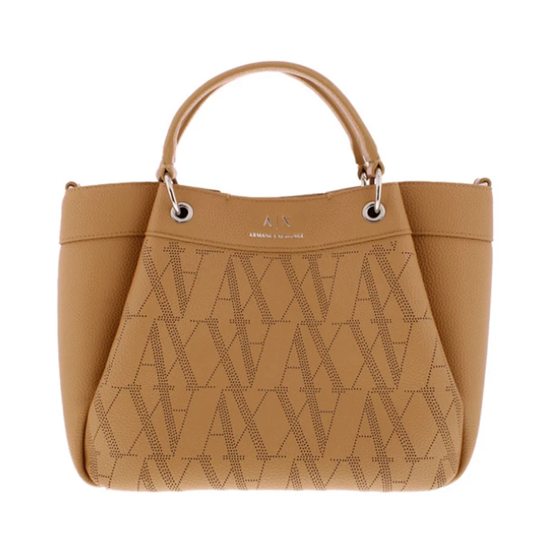 Borsa Donna a Mano con Tracolla ARMANI EXCHANGE con Logo Traforato colore Camel Rose