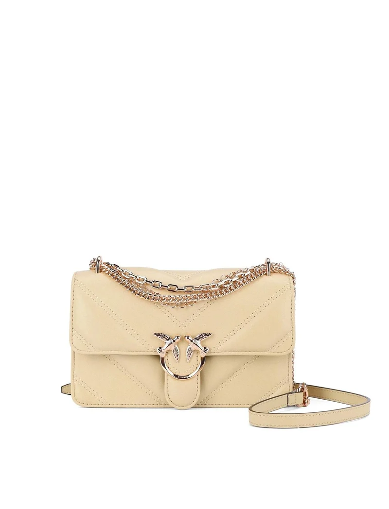 PINKO LOVE ONE MINI TRIPLA CATENA NAPPA INTARSIO RIGONFIO + VITELLO SETA