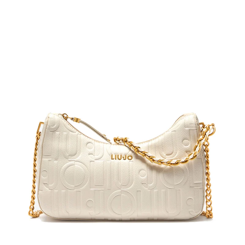 Hobo Bag Piccola LIU JO con Logo Embossed color Crema