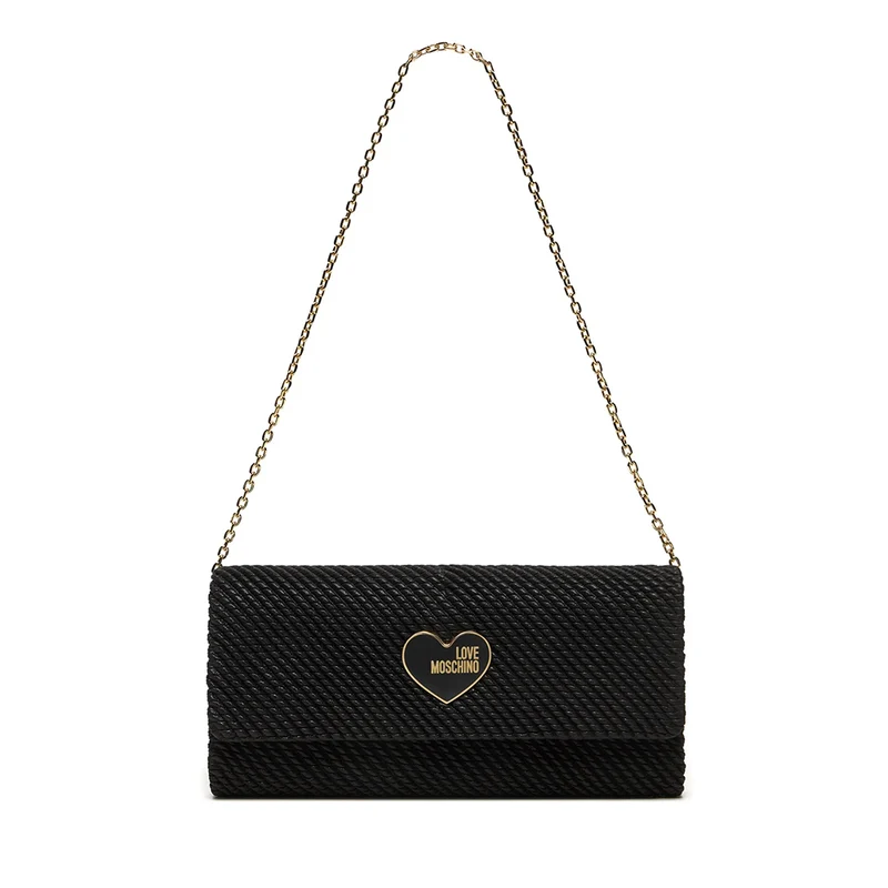 Clutch Donna con Tracolla LOVE MOSCHINO in Tessuto Laminato Nero