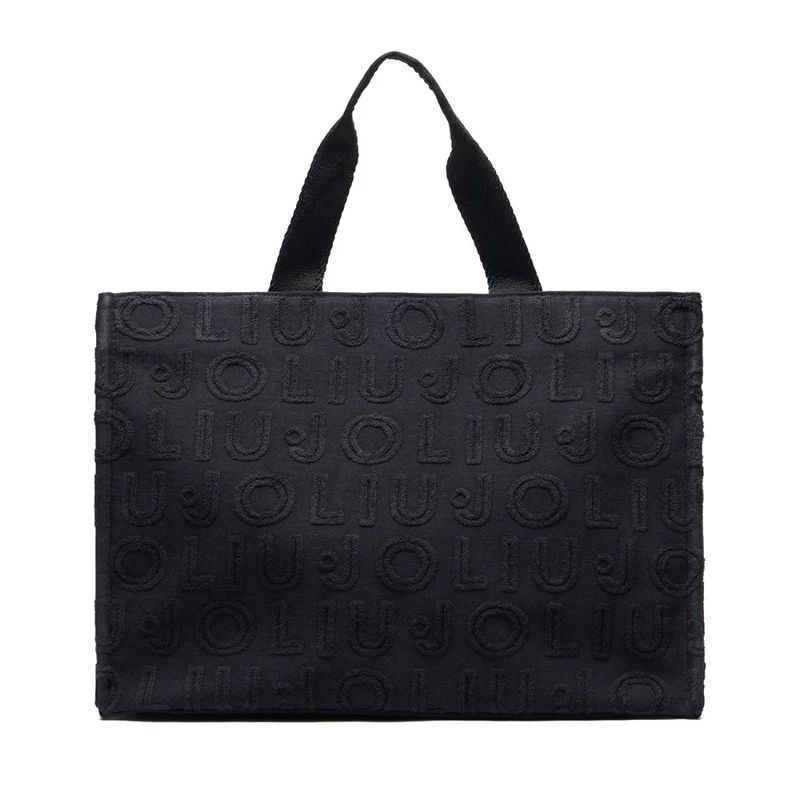 Tote Bag Large LIU JO in Tessuto Jaquard Nero