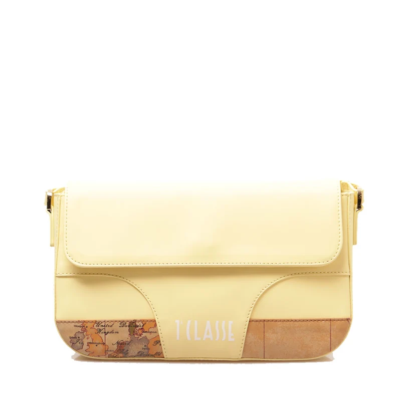 Borsa a Tracolla con Patta 1A Classe Alviero Martini linea Geo Mirage in Tessuto Gommato Giallo LC68