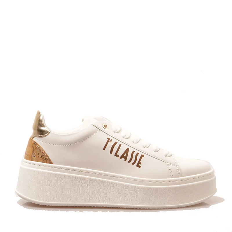 Sneakers Platform 1A Classe Alviero Martini linea Geo Mirage in Tessuto Gommato Bianco 1203
