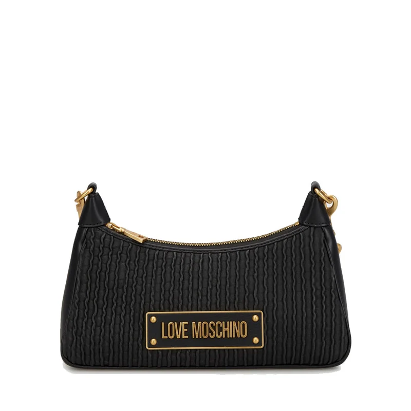 Hobo Bag con Tracolla LOVE MOSCHINO in Nappa Pleated Nera