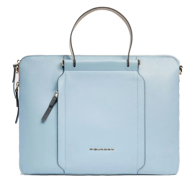 Borsa Donna da Lavoro PIQUADRO linea Circle in Pelle Colore Azzurro - Beige - CA4021W92
