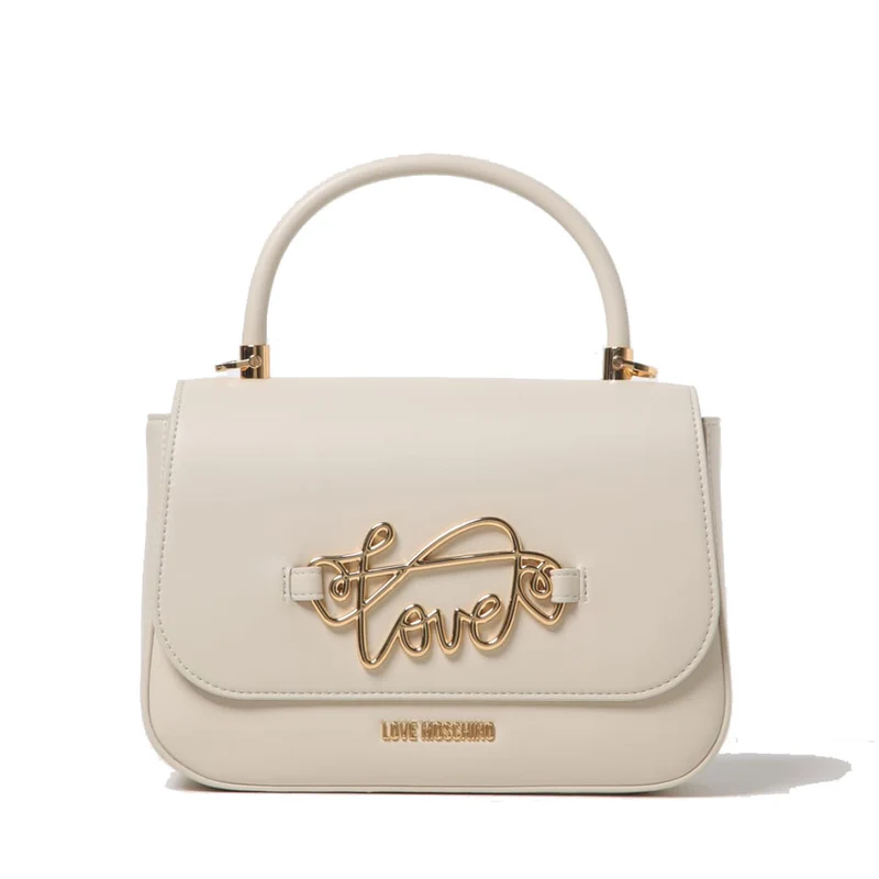 Borsa Donna a Mano LOVE MOSCHINO Avorio con Logo in Corsivo