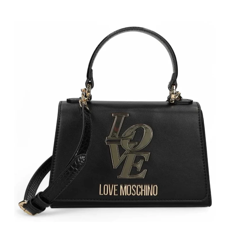 Borsa a Mano LOVE MOSCHINO linea Love Nera con Inserti stampa Cocco