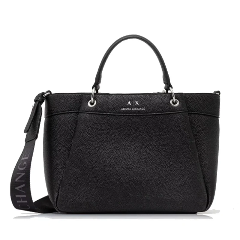 Borsa Donna a Mano con Tracolla ARMANI EXCHANGE con Logo Traforato colore Nero