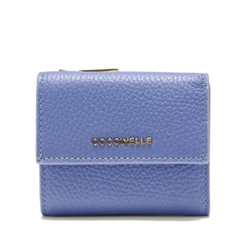 Portafoglio Mini Donna COCCINELLE in Pelle Azul Linea Metallic Soft