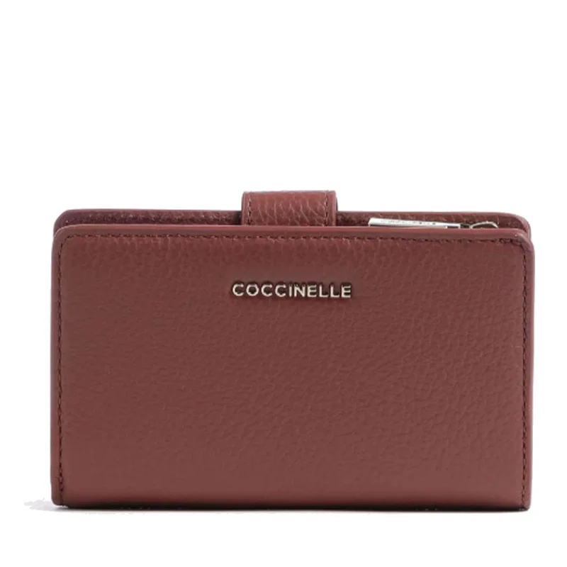 Portafoglio Donna COCCINELLE in Pelle Colore Brandy Linea Metallic Soft