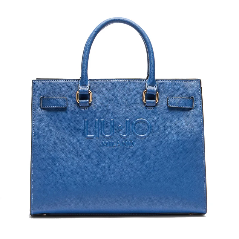 Shopping Bag a Mano LIU JO con Logo in Rilievo Dust Blue