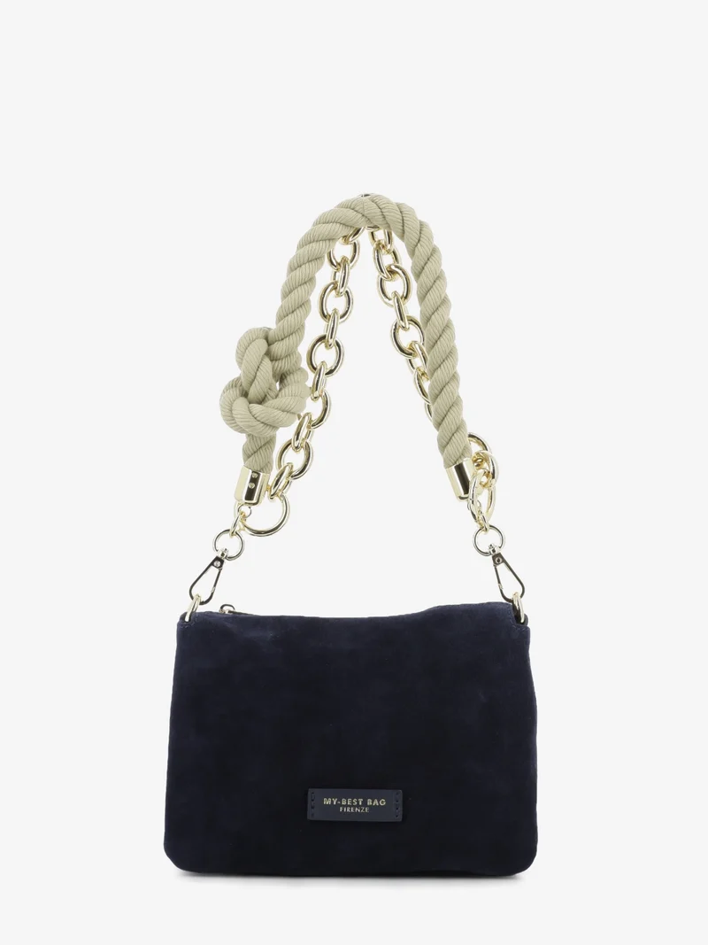 Borsa Reflex suede small blu notte