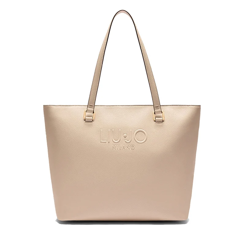 Shopping Bag Donna LIU JO con Logo in Rilievo Beige