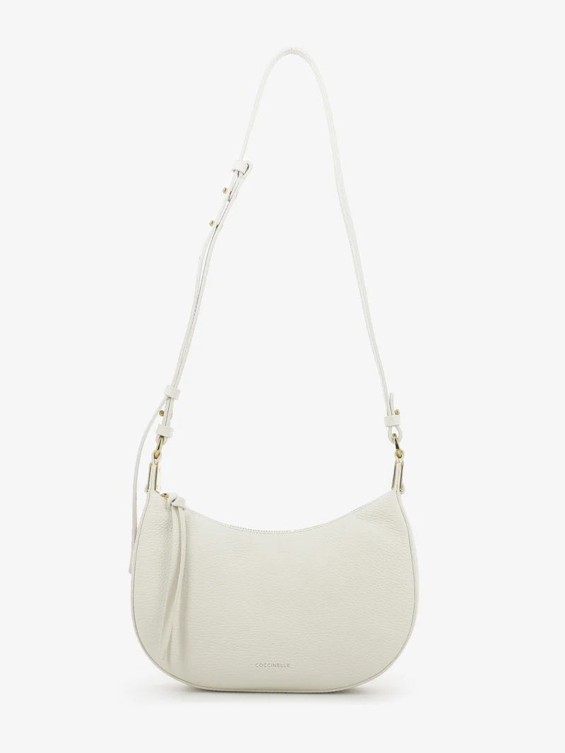Mini bag grained leather pearl