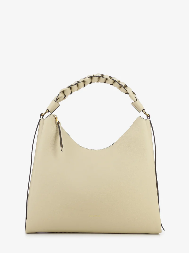 Handbag double grainy leather sandshell / seagrass