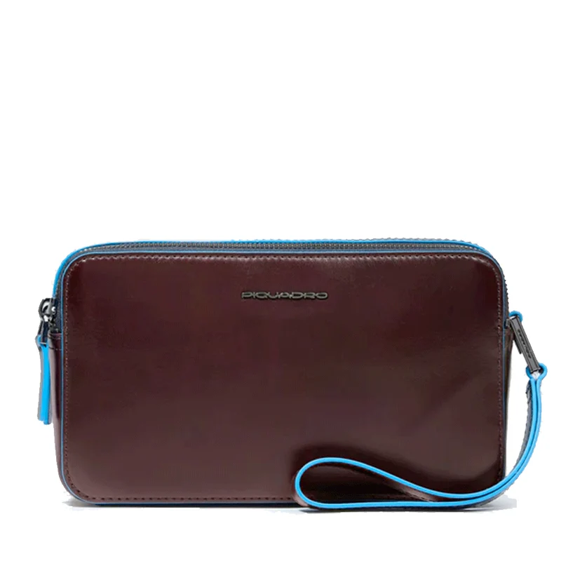 Pochette Uomo PIQUADRO in Pelle Linea Blue Square colore Mogano - AC4221B2