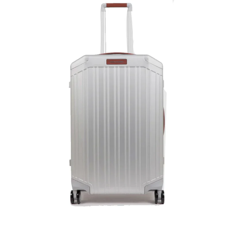 Trolley Medio PIQUADRO Rigido 4 Ruote Grigio - Cuoio Linea PQ ALU - BV4427CBO
