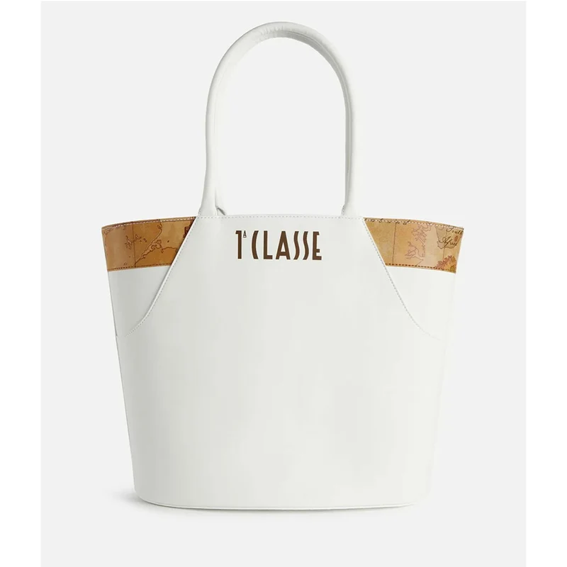 Shopping Bag 1A Classe Alviero Martini linea Geo Mirage in Tessuto Gommato Bianco LC65