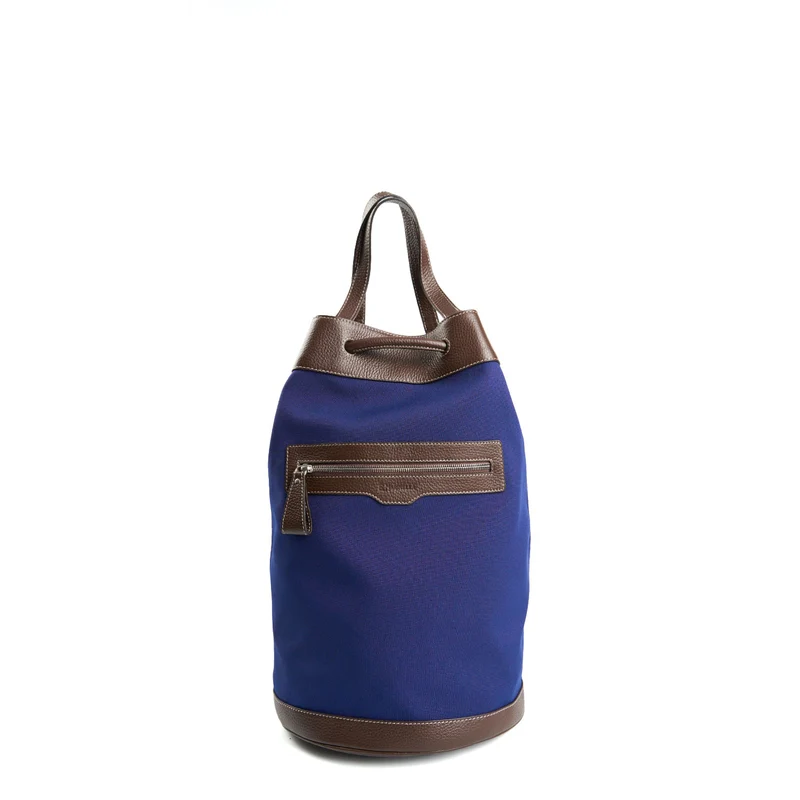 DARK BLUE AND BROWN GIAN MIDI BAG