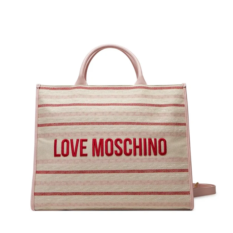 Borsa a Mano con Tracolla LOVE MOSCHINO in Canvas Rosa Cipria