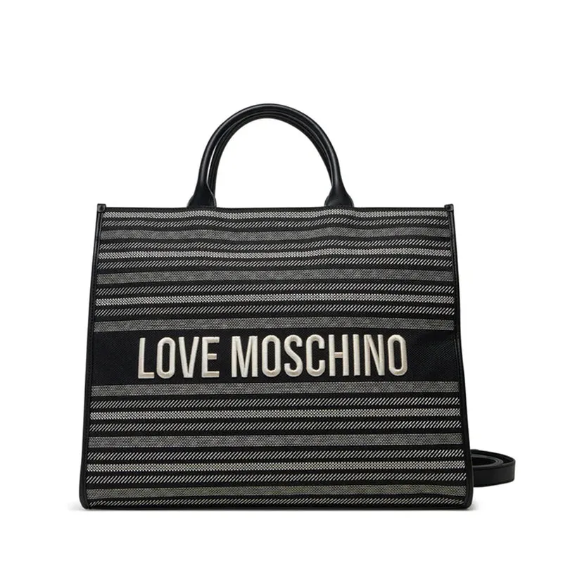 Borsa a Mano con Tracolla LOVE MOSCHINO in Canvas Nera