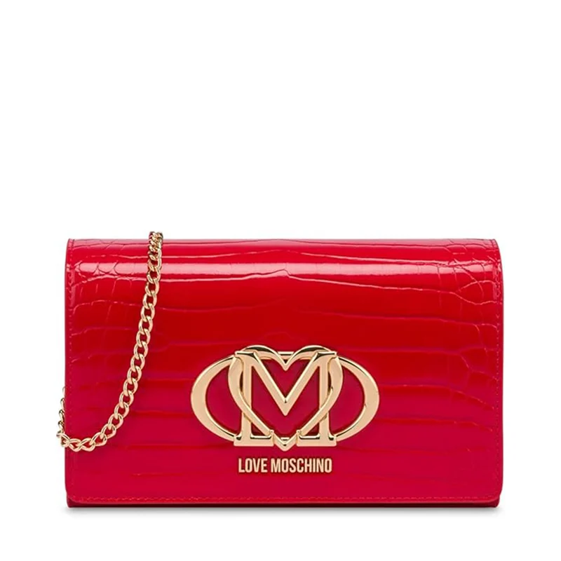 Clutch Donna con Tracolla LOVE MOSCHINO stampa Croco Rossa