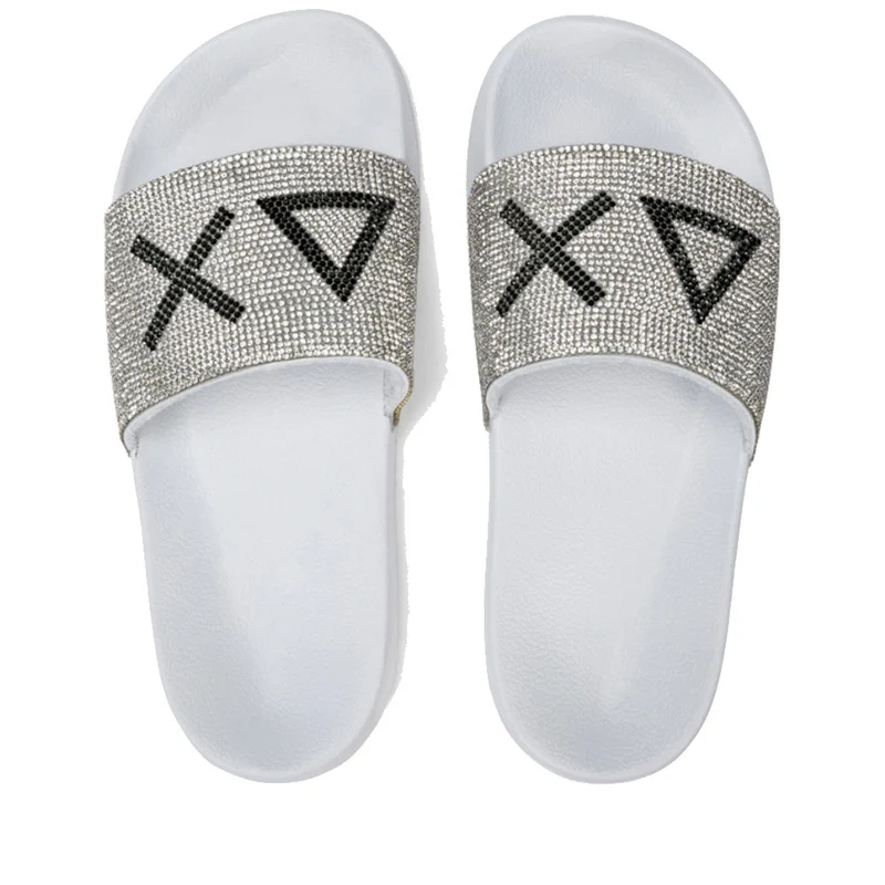 Ciabatte da Donna SUN68 Linea Slippers Logo Strass Colore Bianco - X35205