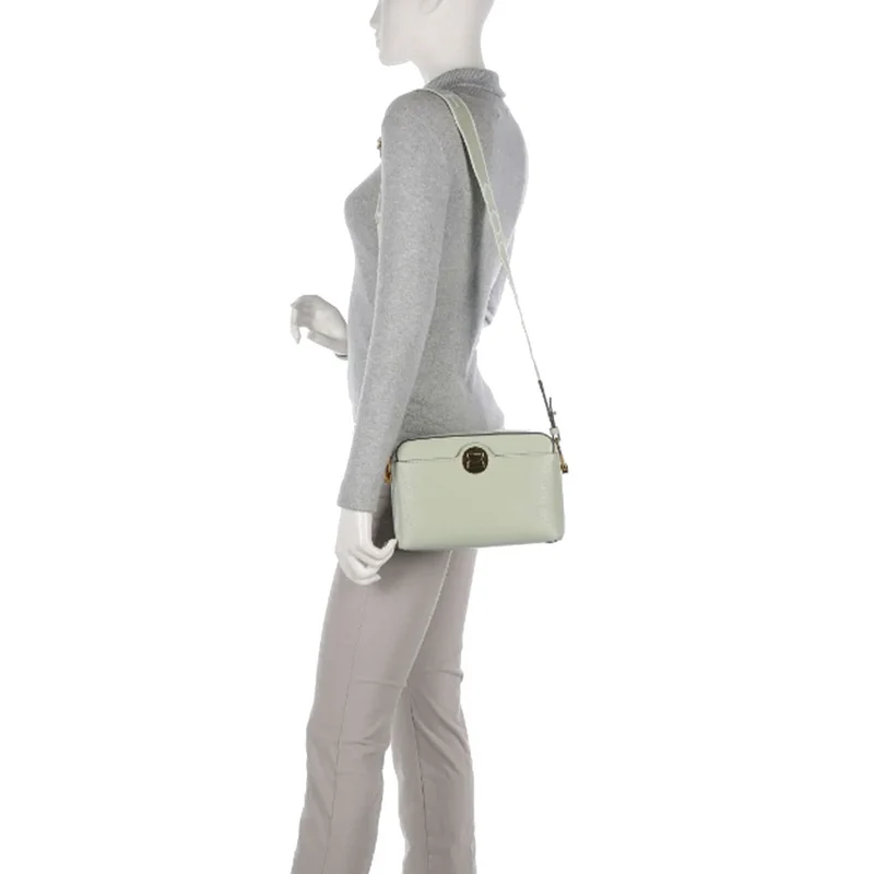 Borsa Donna a Tracolla chiusa con Zip COCCINELLE in Pelle Linea Liya Signature colore Celadon Green