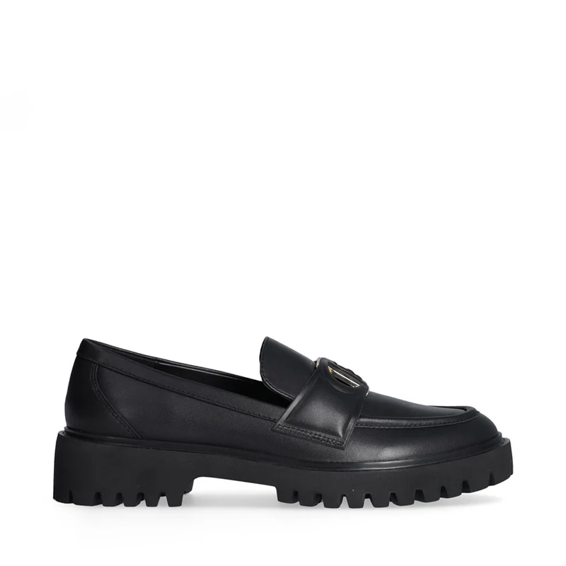 Mocassino Donnna LIU JO Cora 12 in Pelle Nera con Maxi Logo