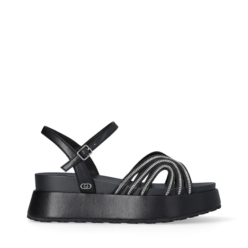 Sandali Platform LIU JO Frida 35 Metallic Black con Catene