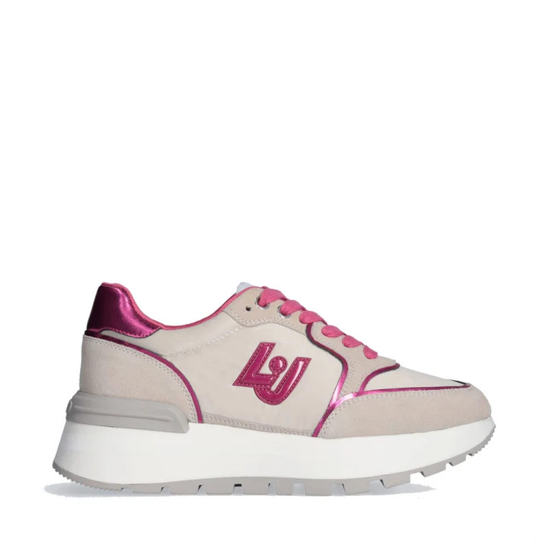 Sneakers Platform LIU JO Amazing 25 in Suede e Nylon Beige e Fuxia