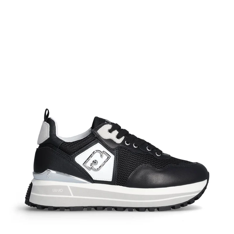 Sneakers Platform Donna LIU JO Maxi Wonder 01 in Pelle e Mesh Black