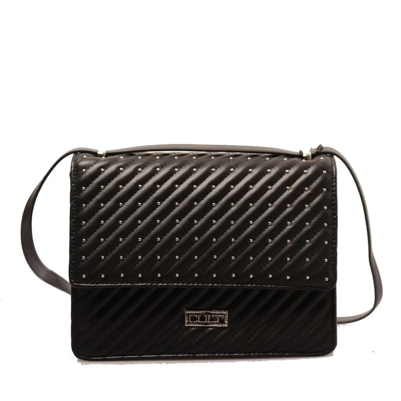 Borsa a Spalla e Tracolla CULT linea Bessie Nera con Borchie