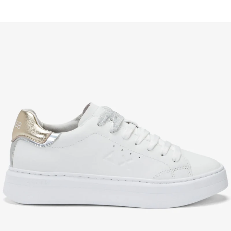 Scarpe Donna Sun68 Sneakers Grace Leather Colore Bianco - Oro - Z35226