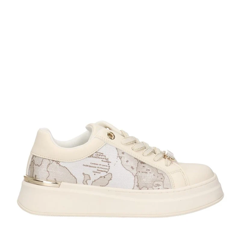 Sneakers Platform 1A Classe Alviero Martini Off White con Inserti in Tessuto Safari Geo 2142
