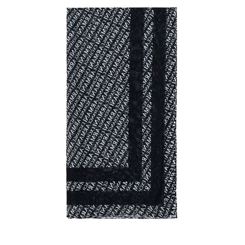 Foulard Donna ARMANI EXCHANGE in Tessuto Nero e Bianco Logato