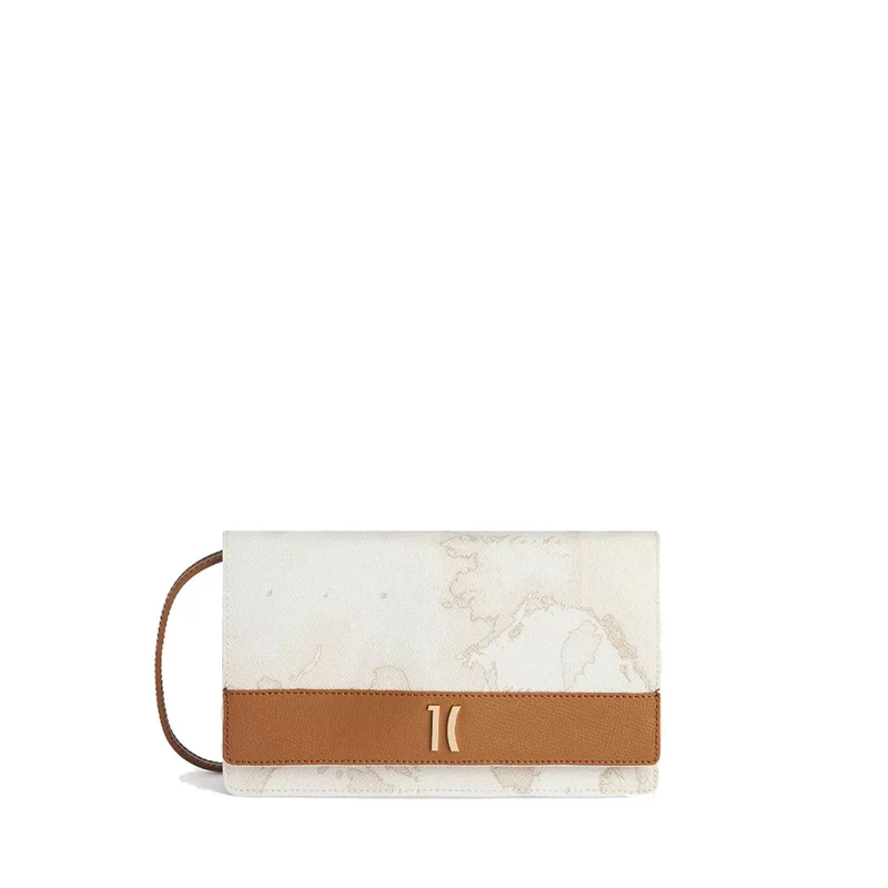 Clutch a Tracolla con Pattina 1A Classe Alviero Martini linea Heritage Geo colore Geo White PO40
