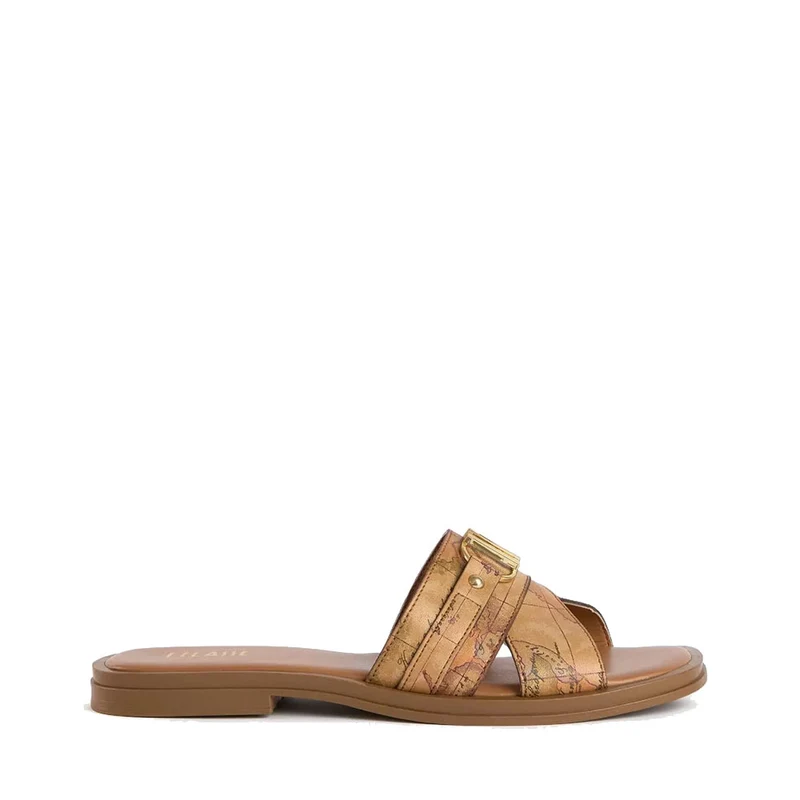Ciabattina Flat 1A Classe Alviero Martini in Eco Nappa stampa Geo Classic con Logo 1082