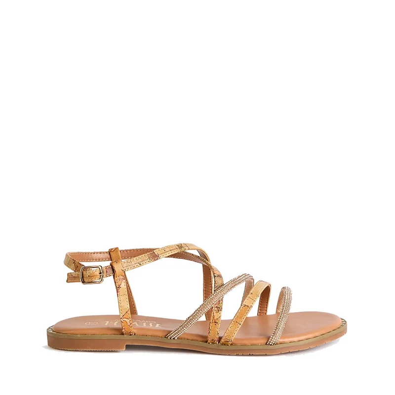 Sandali Flat 1A Classe Alviero Martini in Eco Nappa stampa Geo Classic con Strass 1069